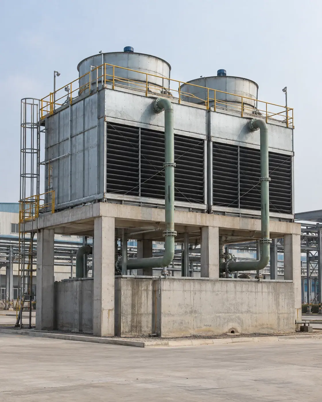 Representative cooling installation on reinforced-concrete supports